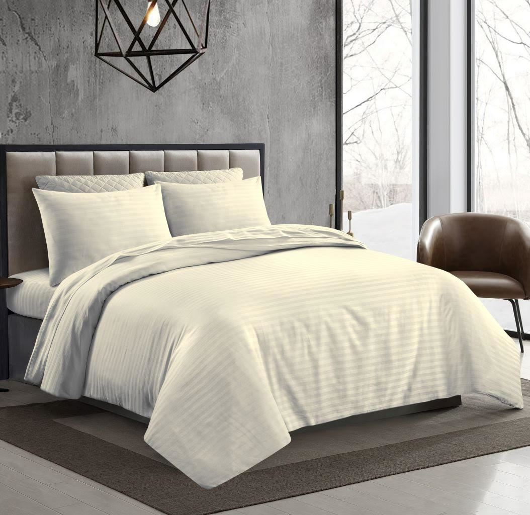 Night Zone Satin Stripe 100% Cotton 250 Thread Count Fitted Sheet