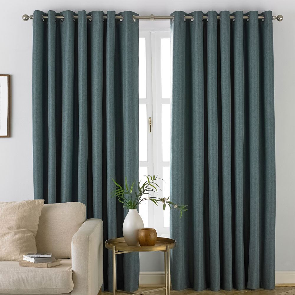 Furn Moon Plain Thermal Blackout Eyelet Lined Curtains