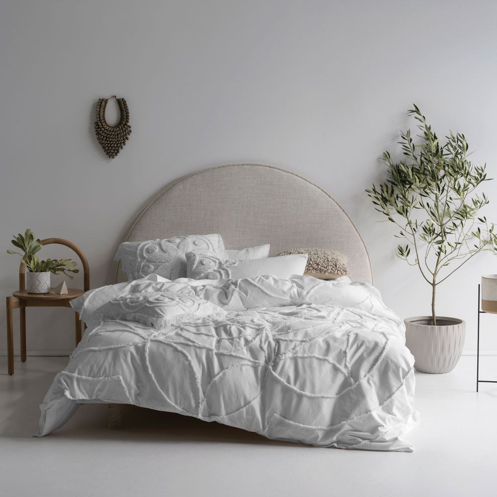 Linen House Manisha Medallion Tufted Chenille 100% Cotton Duvet Cover Set
