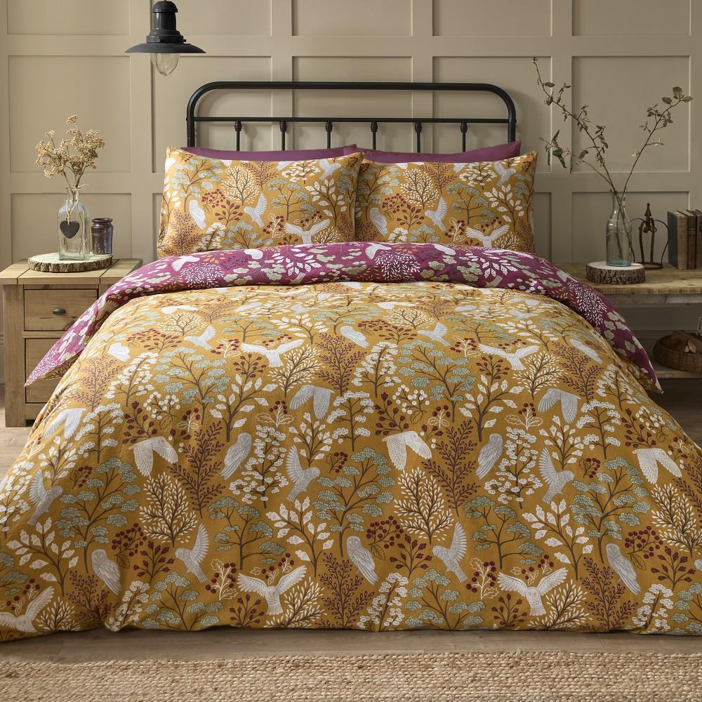 Dreams & Drapes Lodge Enchanted Woodland Print 100% Brushed Cotton Duvet Cover Set