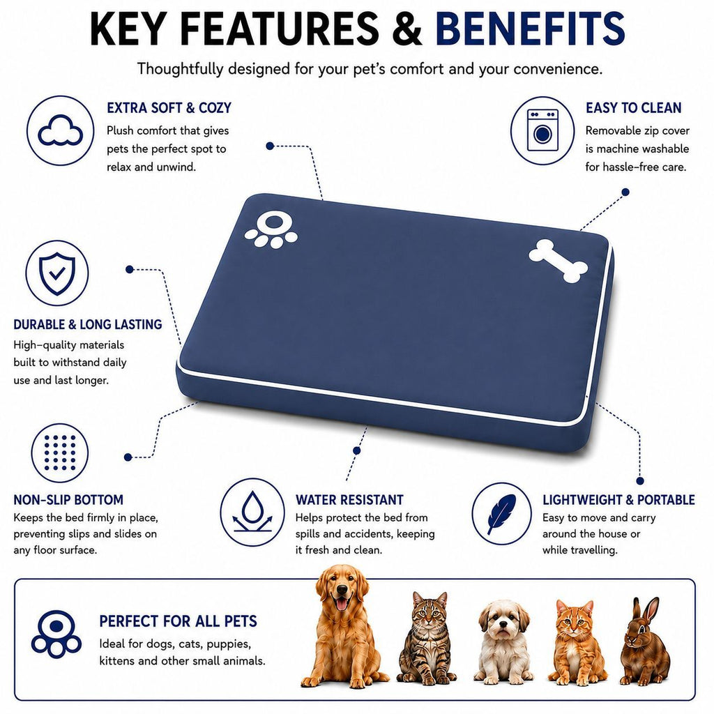 Night Zone Super Soft Bone & Paw Pet Bed Mat