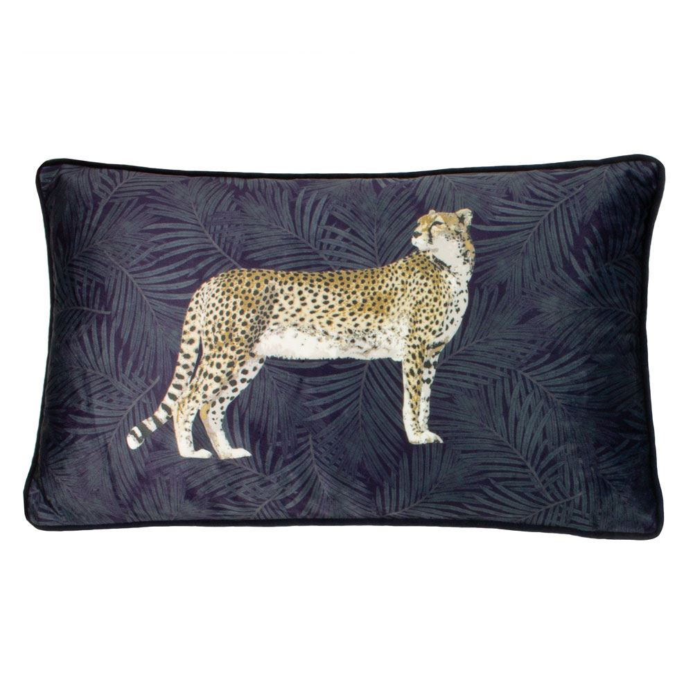 Paoletti Cheetah Forest Faux Velvet Piped Cushion Cover