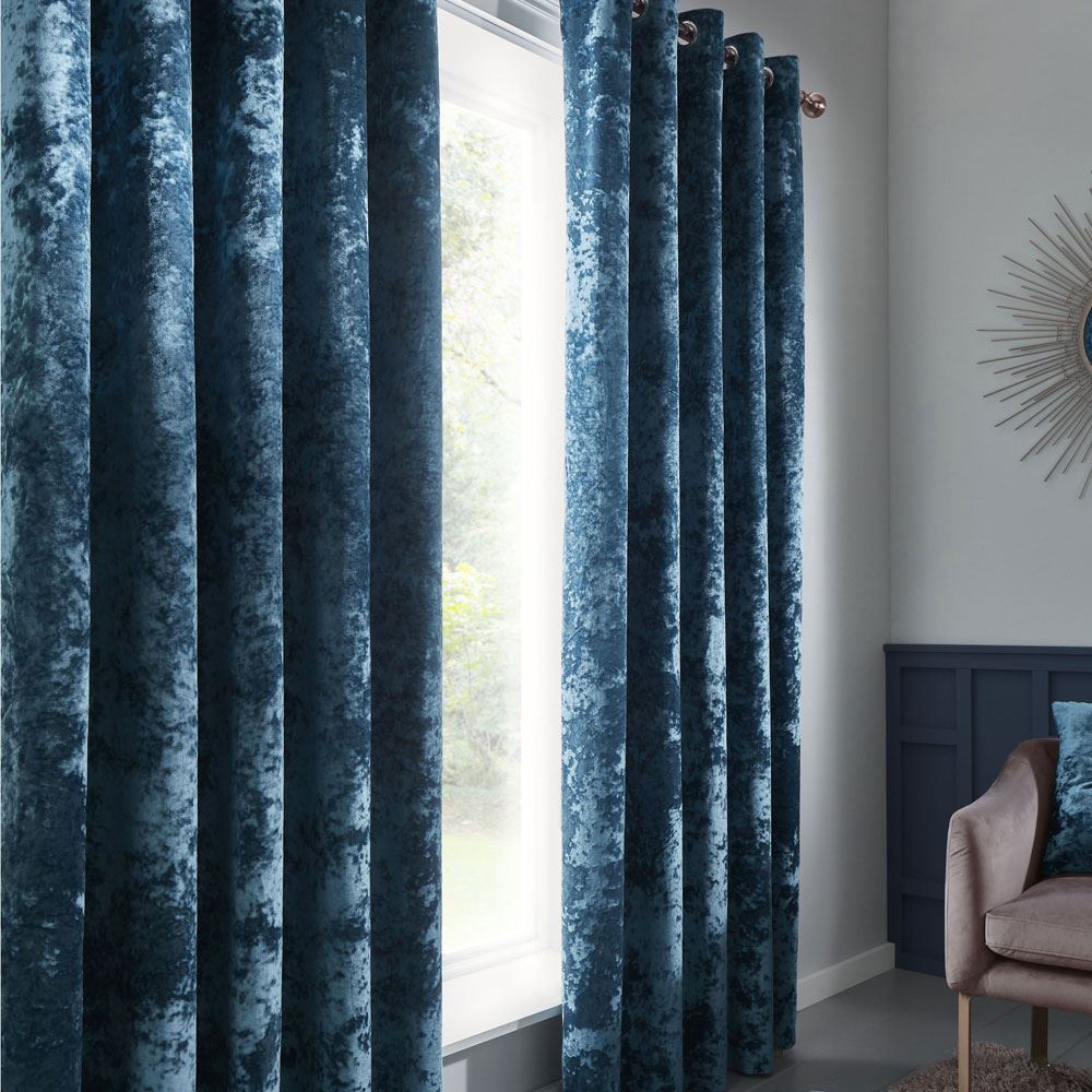 Catherine Lansfield Crushed Velvet Lined Eyelet Curtains