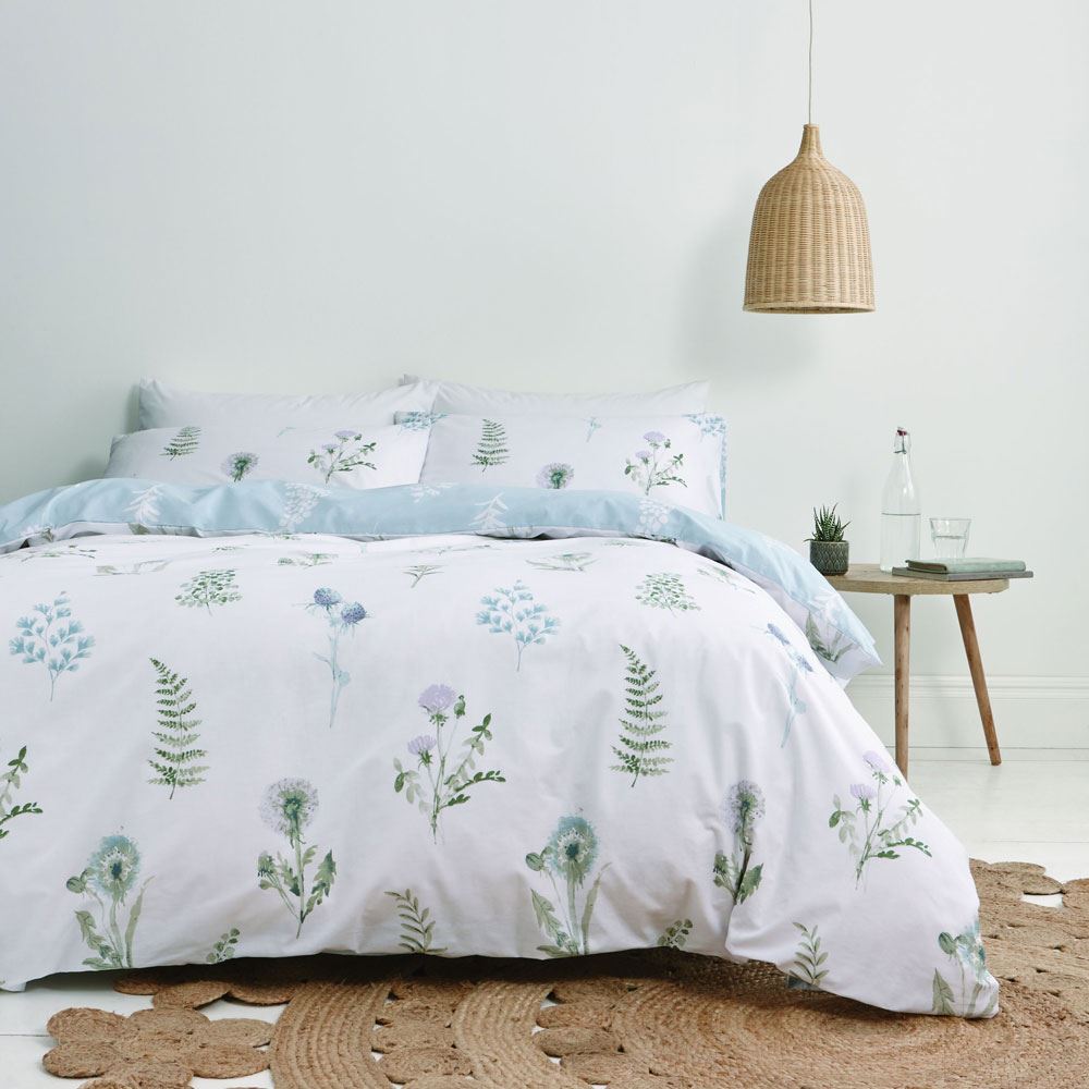 Bianca Meadow Flowers Botanical Print 100% Egyptian Cotton Duvet Cover Set