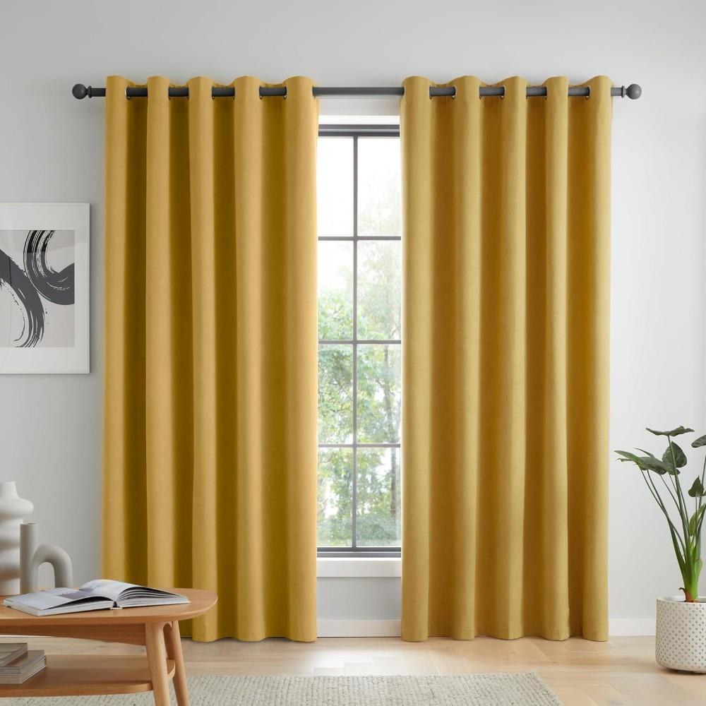 Catherine Lansfield Wilson Plain Thermal Blackout Eyelet Lined Curtains