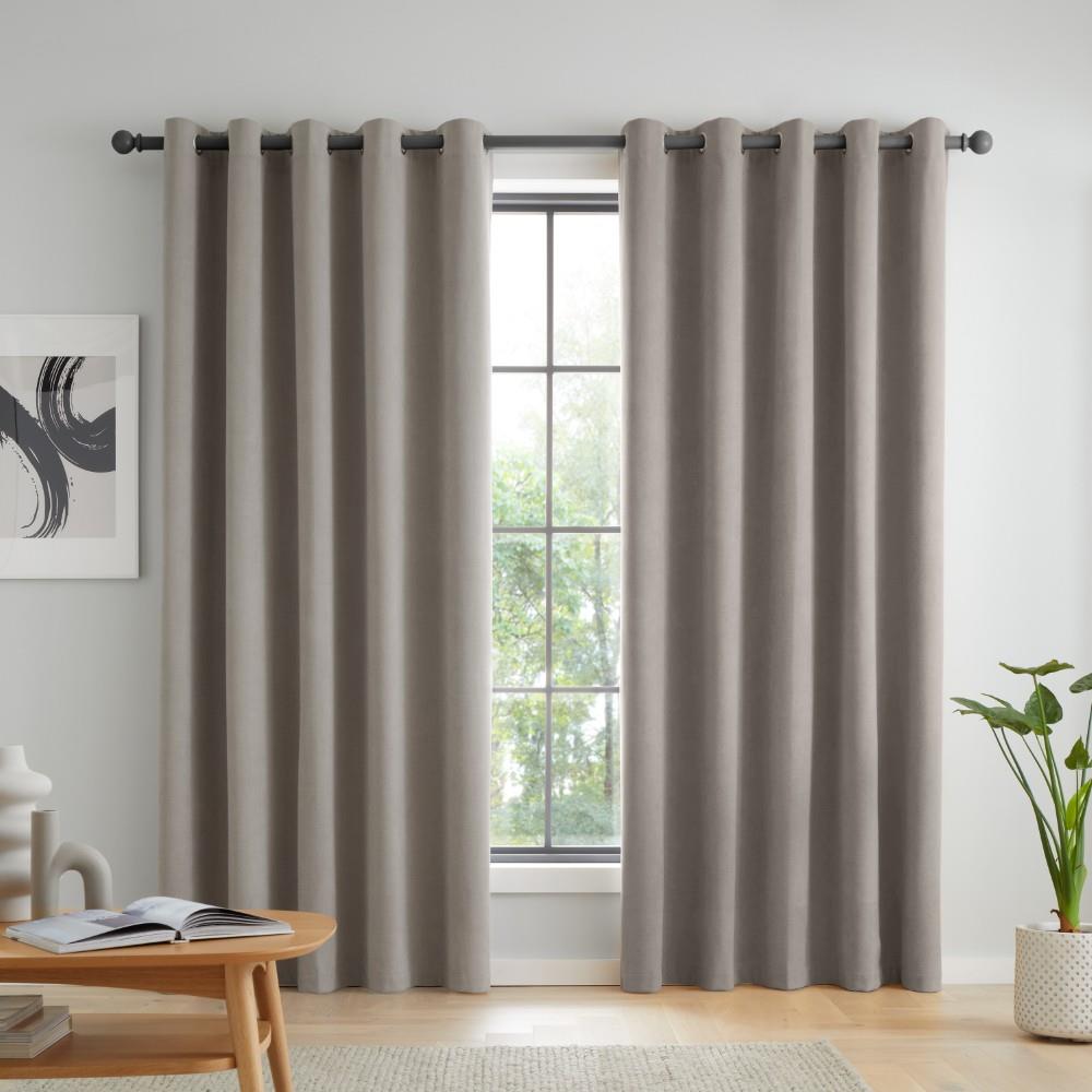 Catherine Lansfield Wilson Plain Thermal Blackout Eyelet Lined Curtains