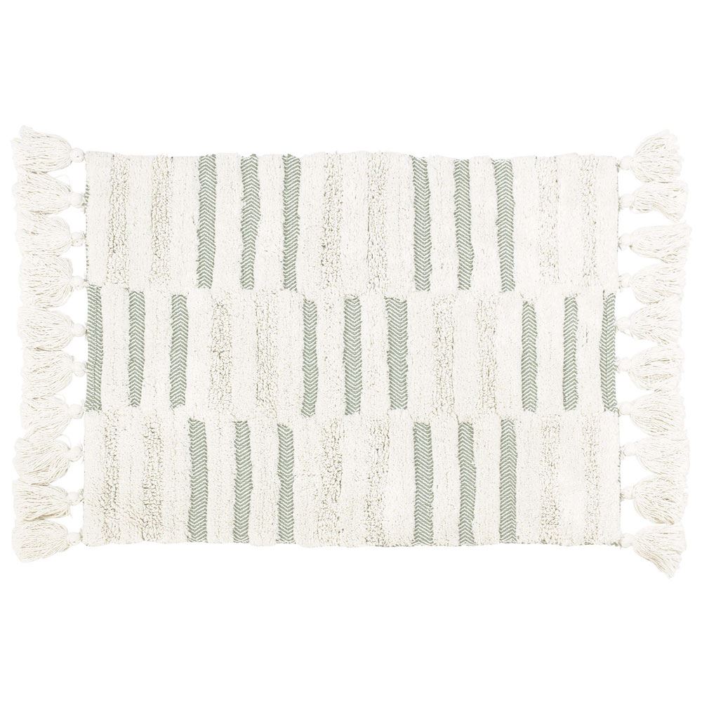The Linen Yard Tasselled Stitch 100% Cotton Bath Mat