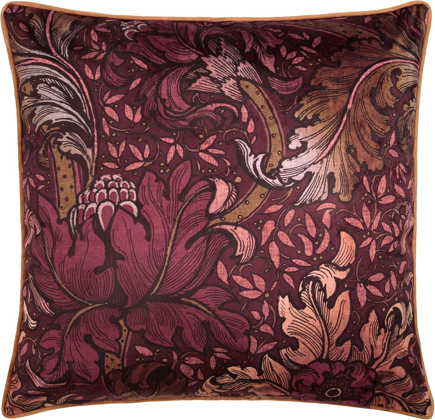 Laurence Llewelyn Bowen Morris Major Chintz Velvet Piped Edge Filled Cushion