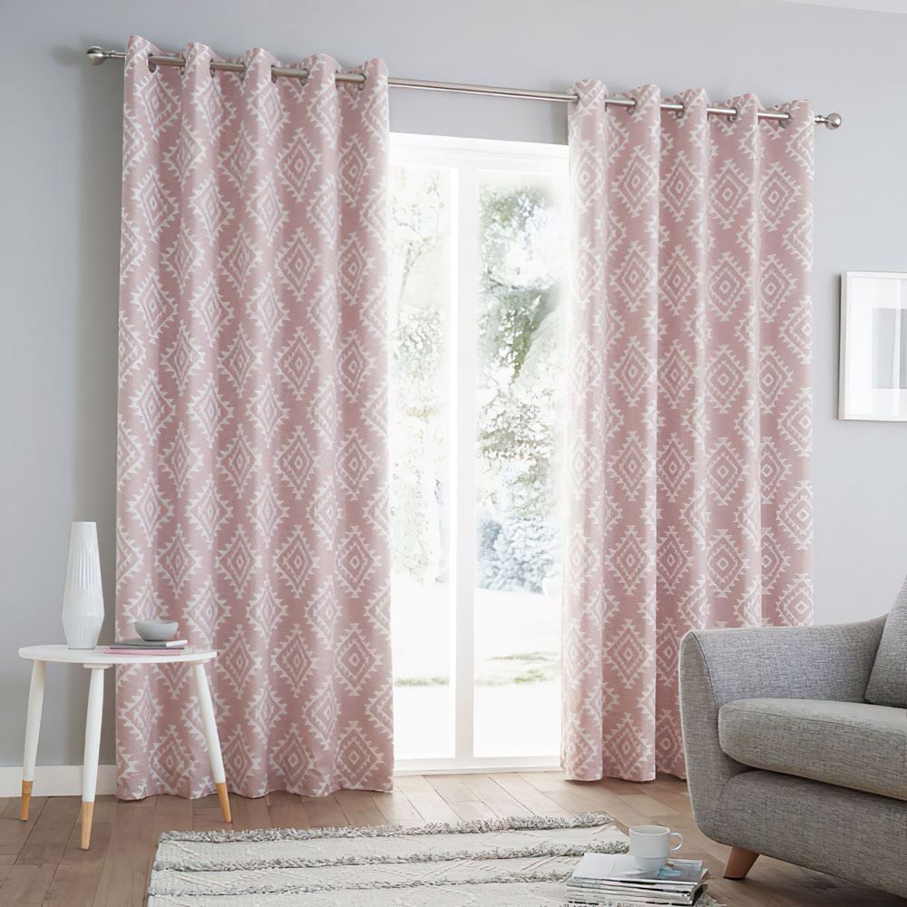 Catherine Lansfield Aztec Lined Eyelet Curtains