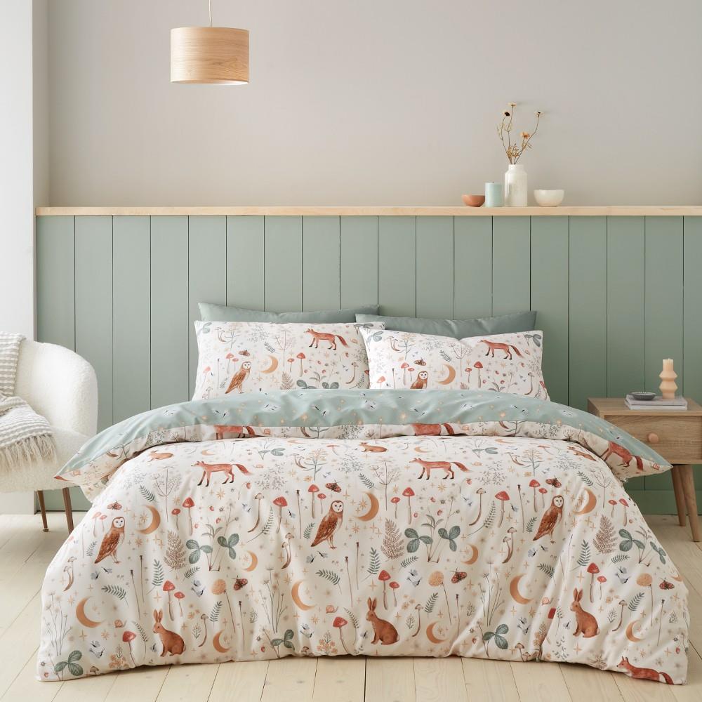 Catherine Lansfield Enchanted Twilight Animals Easy Care Reversible Duvet Cover Set