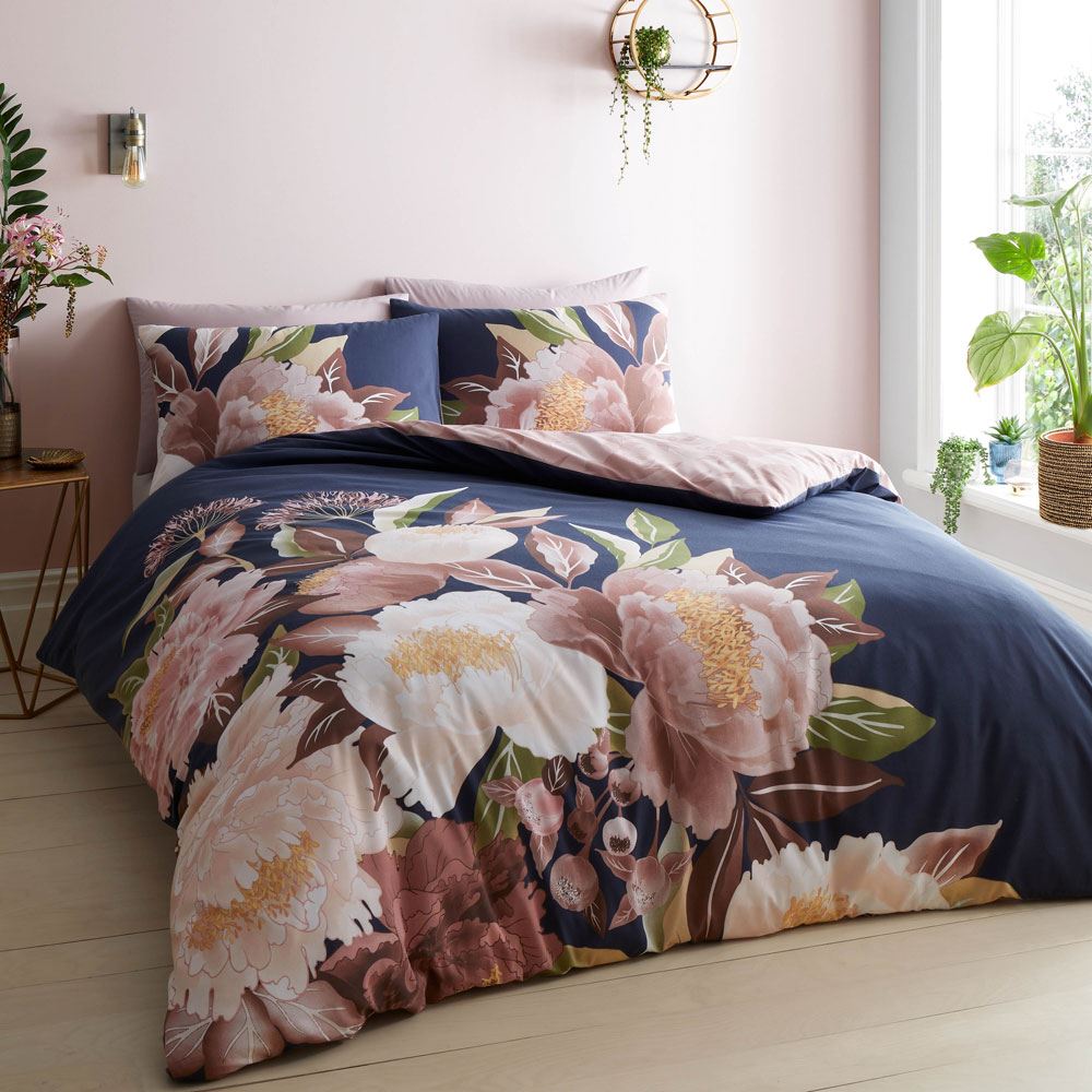 Catherine Lansfield Opulent Floral Reversible Easy Care Duvet Cover Set