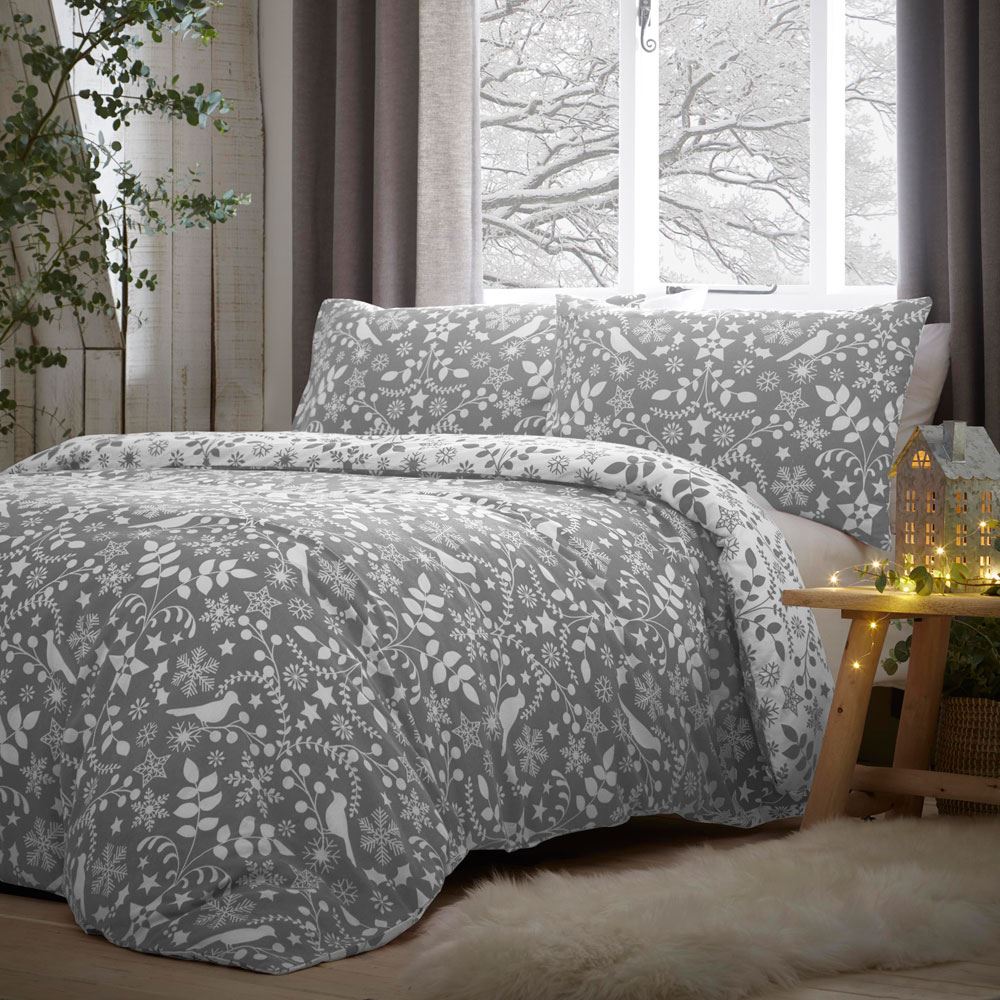 Dreams & Drapes Lodge Nordic 100% Brushed Cotton Reversible Duvet Cover Set