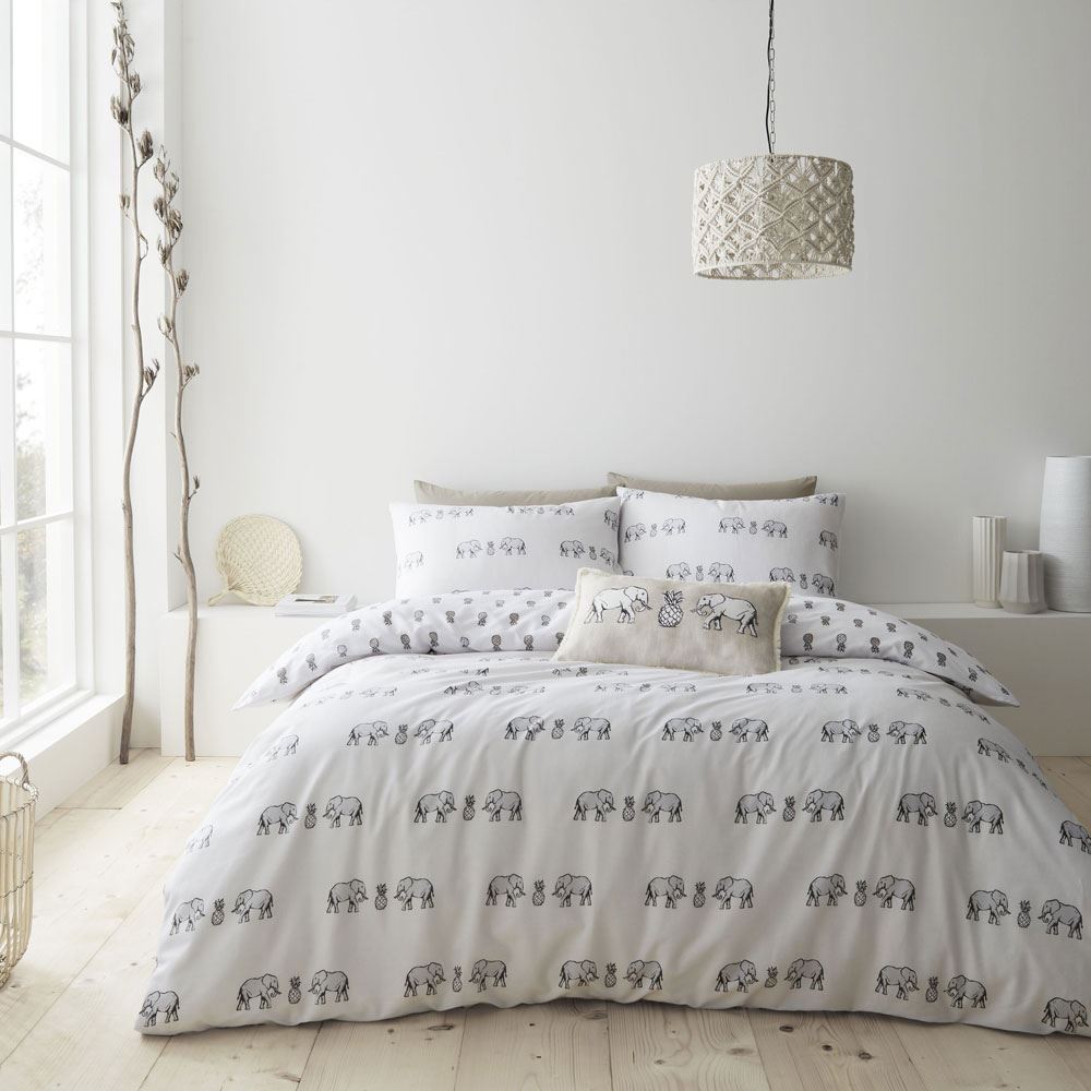 Pineapple Elephant Tembo Reversible Print 100% Cotton Duvet Cover Set