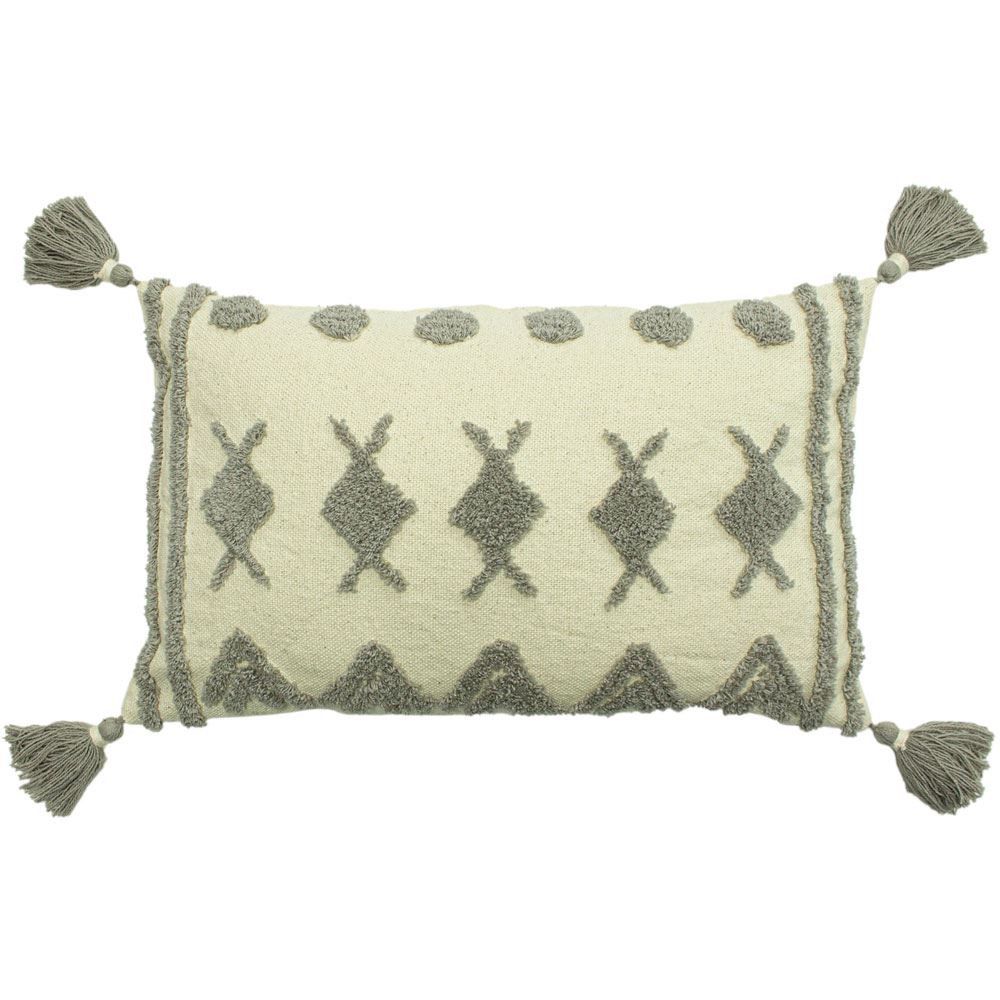 Furn Esme Tufted Textured 100% Cotton Tasselled Cushion Cover