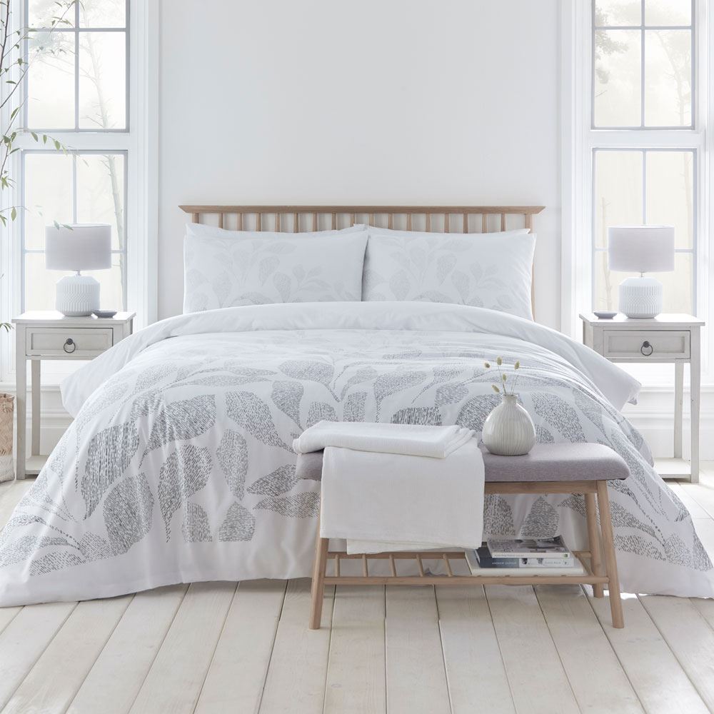 Drift Home Textured Leaf Print Eco-Friendly Duvet Cover Set