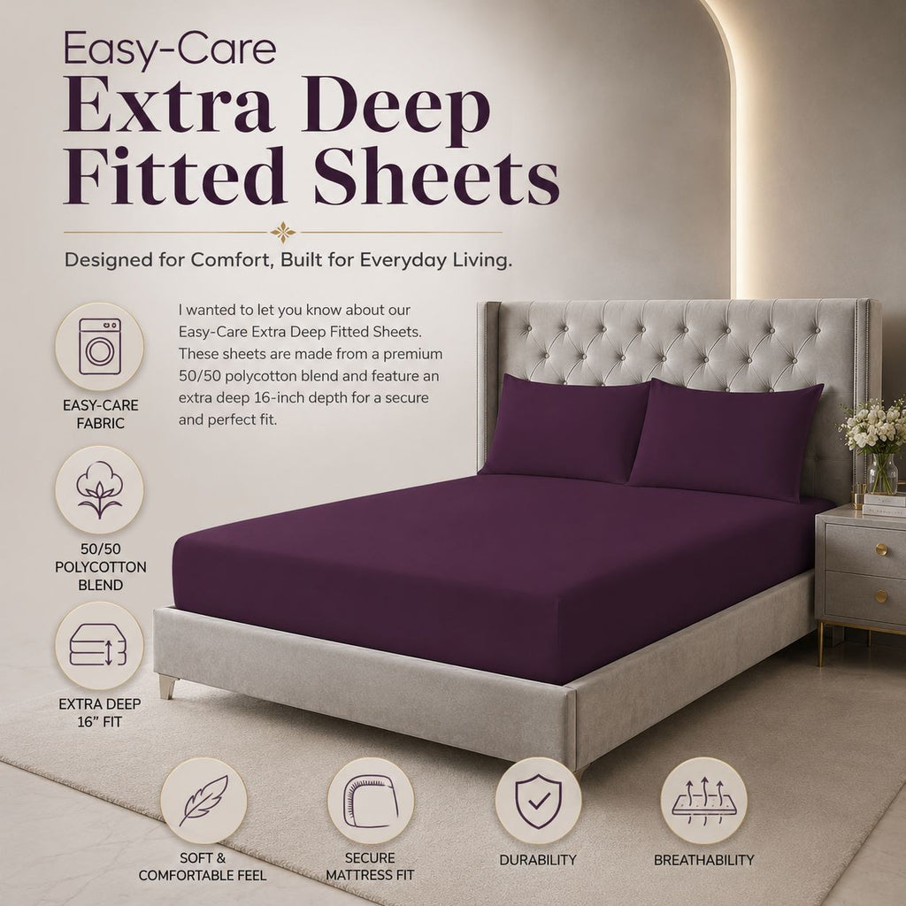 Night Zone Easy-care extra deep fitted sheets