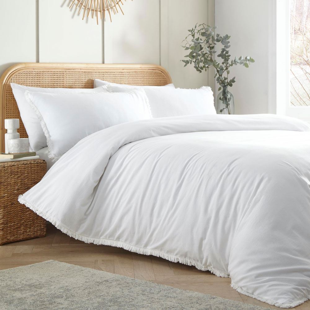 Appletree Loft Claire Fringed 100% Cotton Duvet Cover Set