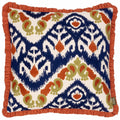 Paoletti Henderson Ikat Embroidered Ruffled Frill Edge Cushion Cover