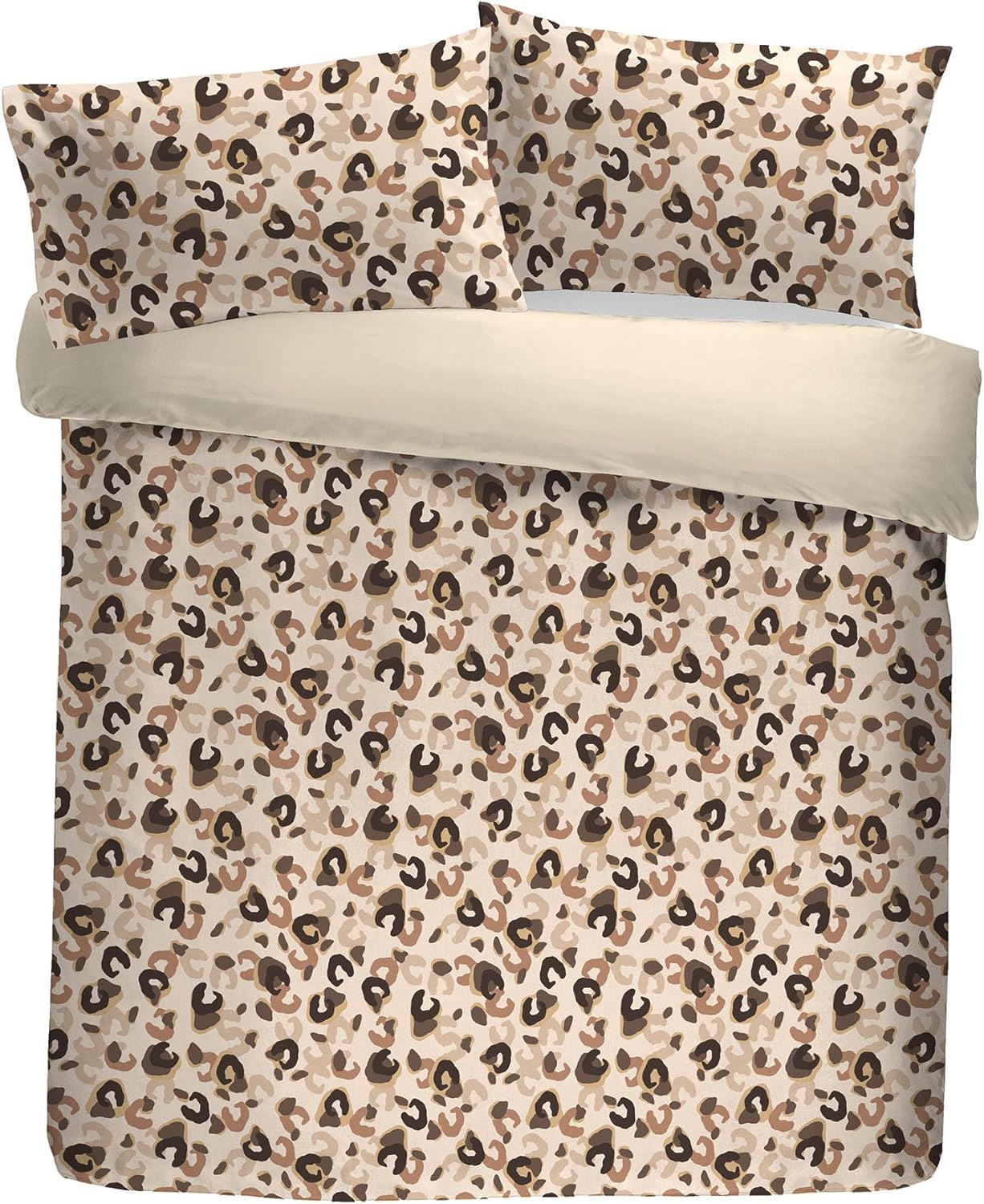 Fusion Snug Cosy Leopard Animal Print Sherpa Fleece Reverse Duvet Cover Set