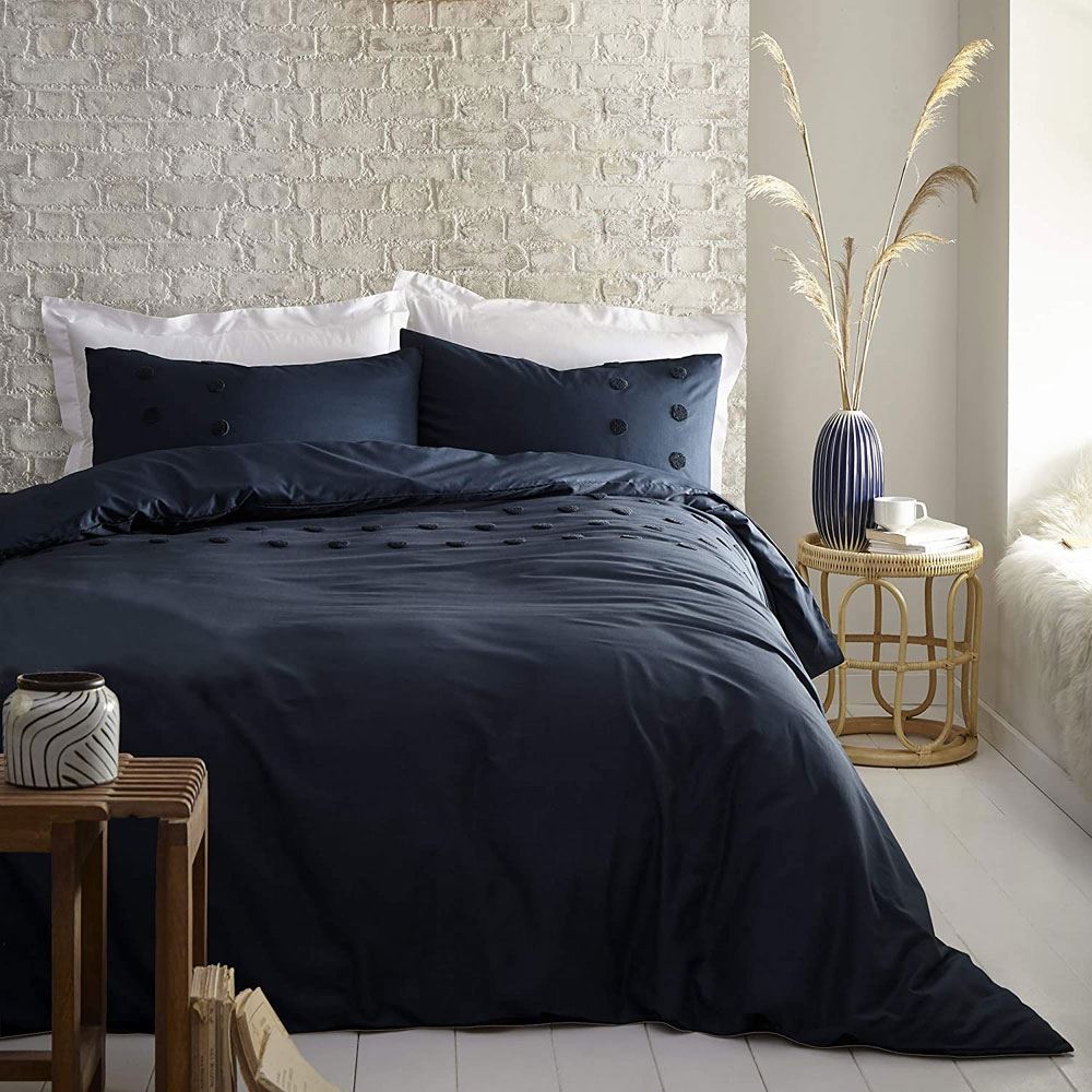 Appletree Boutique Ayda Tufted Spots Embellished 100% Cotton Duvet Cover Set