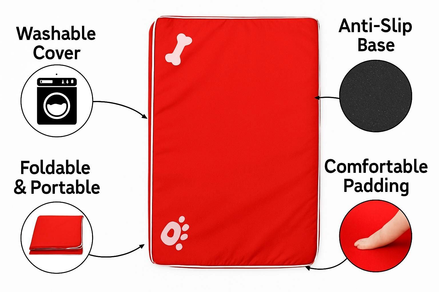 Night Zone Super Soft Bone & Paw Pet Bed Mat