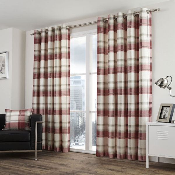 Fusion Balmoral Check 100% Cotton Eyelet Lined Curtains