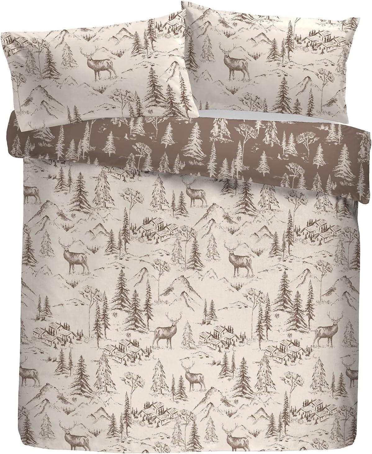 Dreams & Drapes Lodge Alpine Stag 100% Brushed Cotton Duvet Cover Set