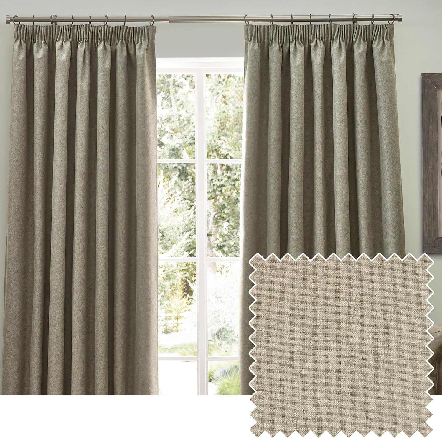 Furn Dawn Plain Thermal Blackout Pencil Pleat Lined Curtains