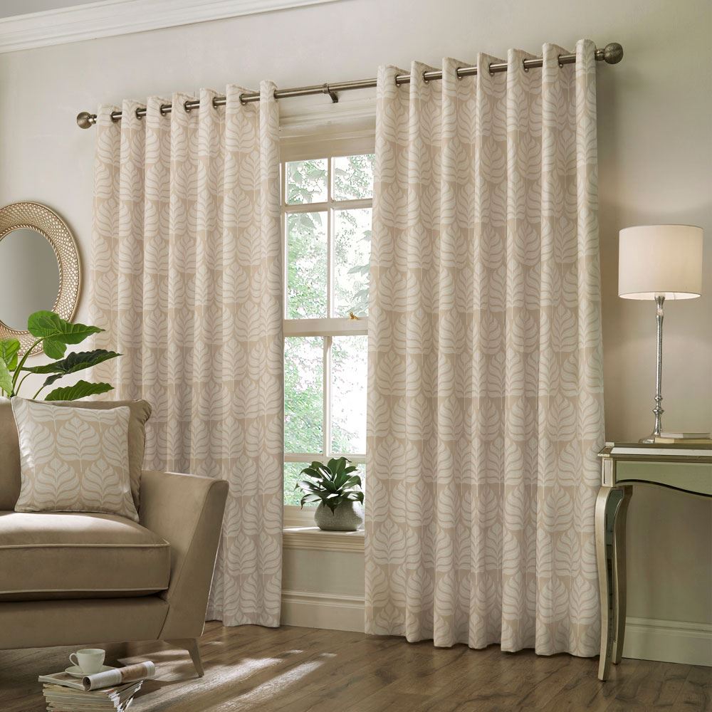 Paoletti Horto Jacquard Botanical Lined Eyelet Curtains