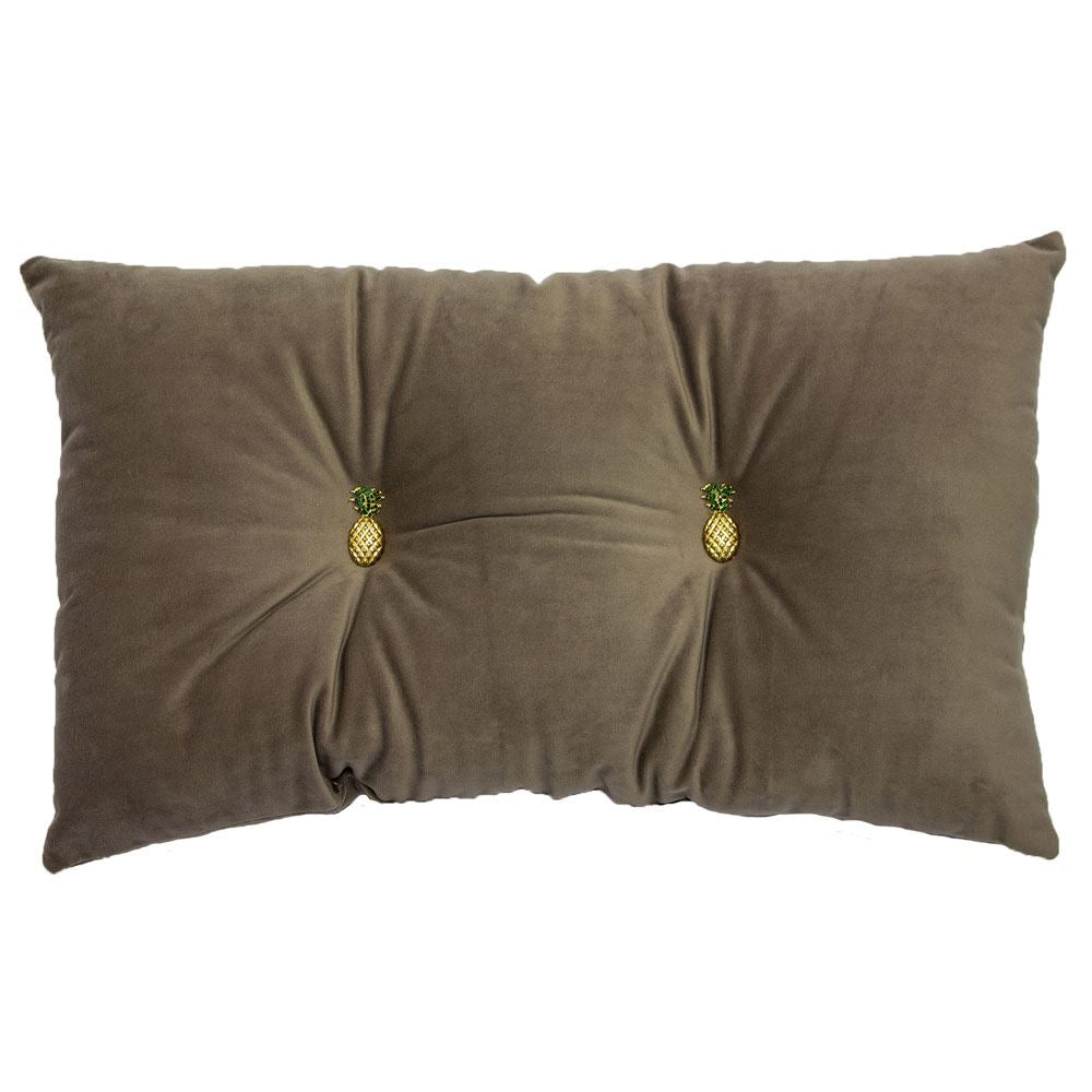 Riva Home Pineapple Shaped Buttons Embellished Filled Cushion