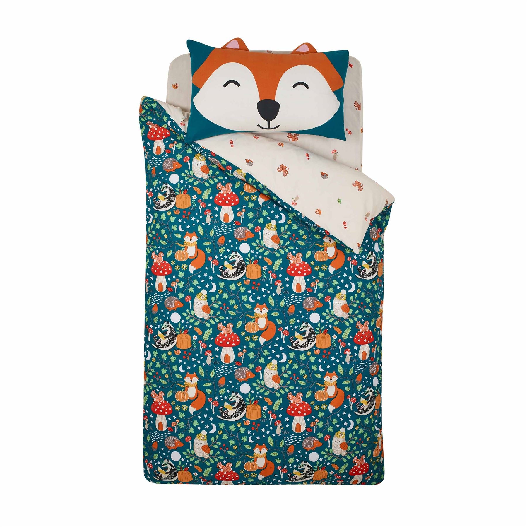 Catherine Lansfield Fox and Woodland Friends Easy Care Reversible Duvet Cover Set