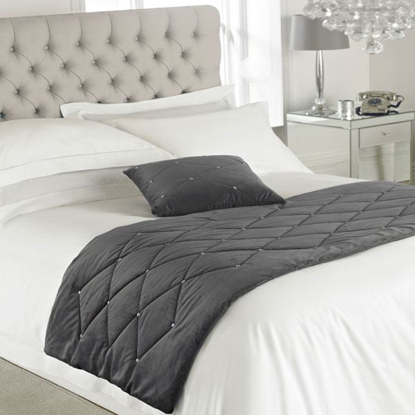 Riva Paoletti New Diamante Quilted Bed Runner, 70 x 220 Cm