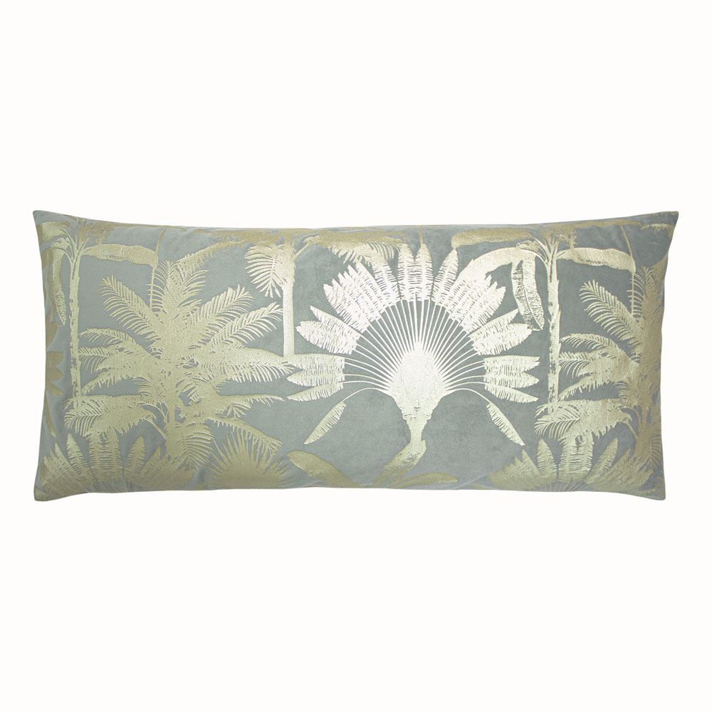 Paoletti Malaysian Palm Foil Print Faux Velvet Cushion Cover