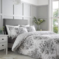 Catherine Lansfield Elinda Floral Reversible Single Duvet Cover Set with Pillowcase Grey