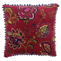 Riva Paoletti Malisa Square Paisley Indian Print Faux Velvet Pom Pom Fringed Cushion Cover