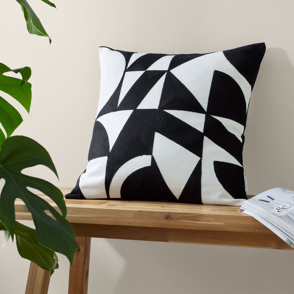Catherine Lansfield Graphic Geo Loop Embroidered Filled Cushion