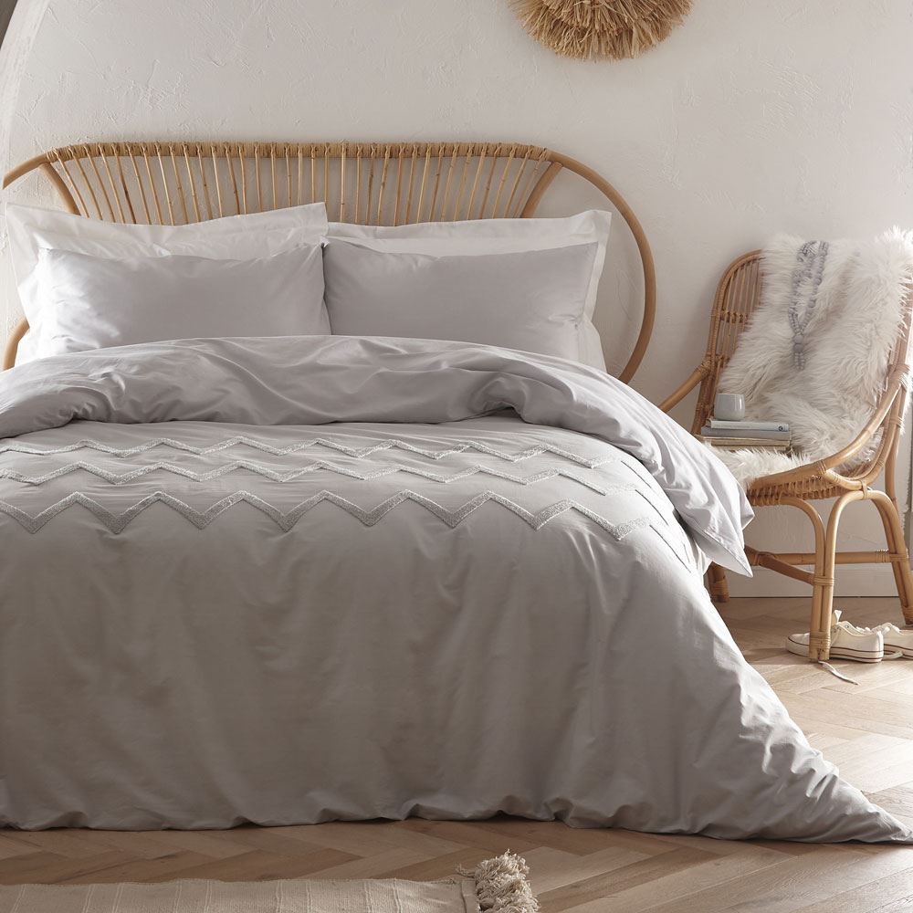 Appletree Boutique Chevron Tuft Embellished 100% Cotton Duvet Cover Set