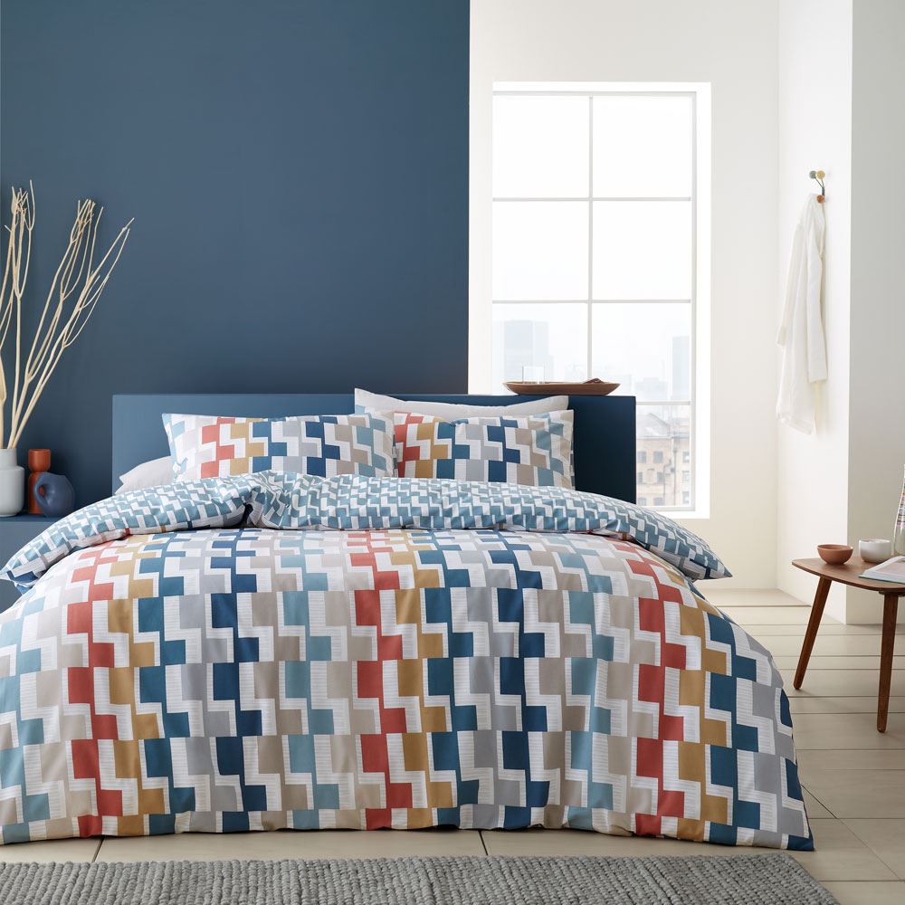 Bianca Dakota Geo 100% Egyptian Cotton Reversible Duvet Cover Set