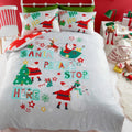 Bedlam Christmas Santa Please Stop Here Glow in the Dark Duvet Cover Set