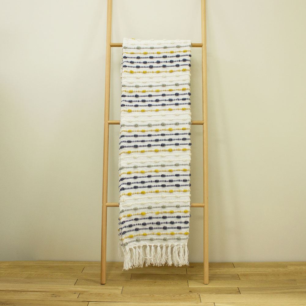 Furn Dhadit Chunky Woven Tufted Stripe Fringed Throw