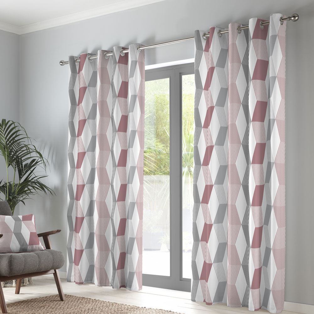 Fusion Magna Geometric Chevron 100% Cotton Eyelet Lined Curtains