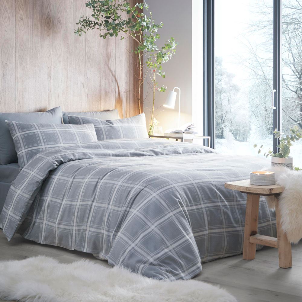 Appletree Hygge Aviemore Check 100% Brushed Cotton Duvet Cover Set