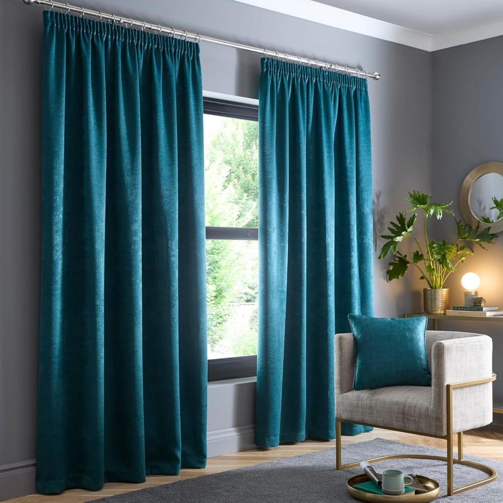 Fusion Galaxy Plain Dyed Triple Woven Thermal Pencil Pleat Lined Curtains