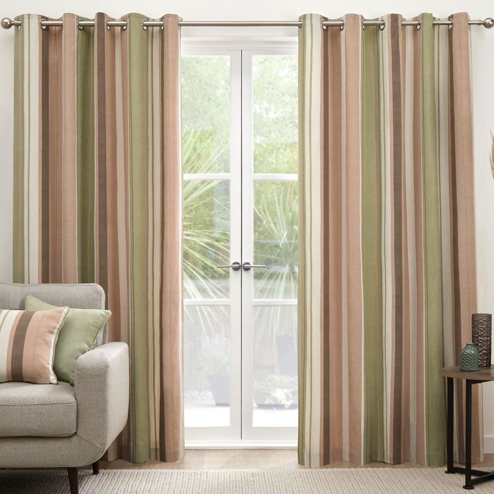 Fusion Whitworth Stripe Eyelet Lined Curtains