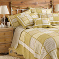 Paoletti Honeybee Patchwork 100% Cotton Scalloped Edge Quilted Bedspread, Yellow