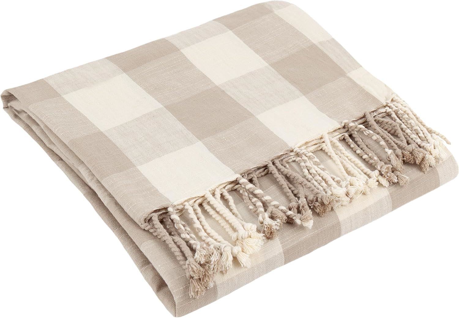 Yard Chesil Check Woven 100% Cotton Tasselled Throw
