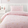 Catherine Lansfield Embroidered Unicorn Single Duvet Cover Set with Pillowcase Pink