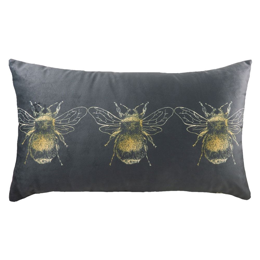 Evans Lichfield Gold Bee Faux Velvet Cushion Cover