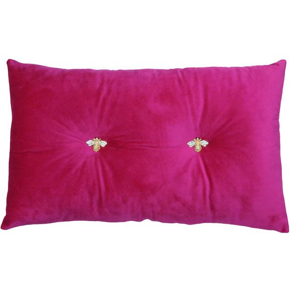 Paoletti Bumble Jewelled Velvet Filled Boudoir Cushion, 30 x 50 Cm