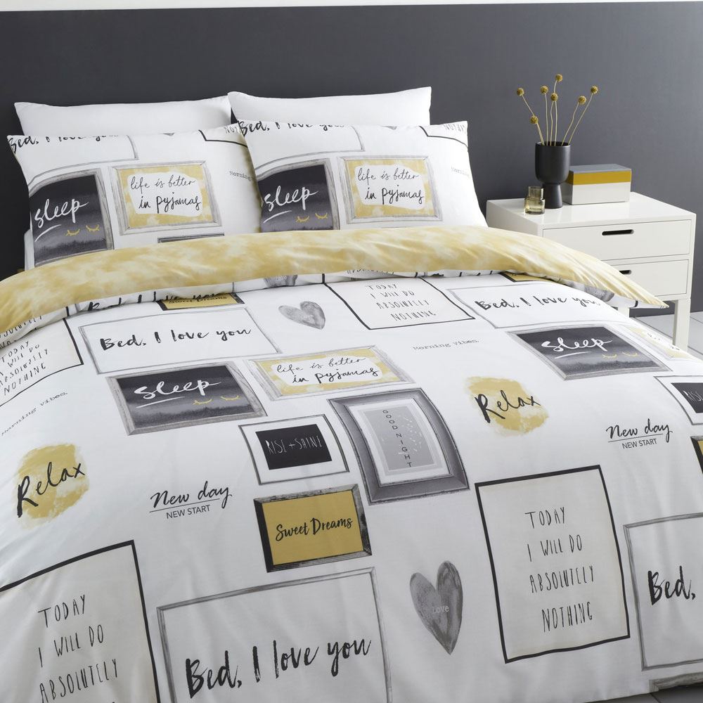 Catherine Lansfield Sleep Dreams Print Reversible Easy Care Duvet Cover Set